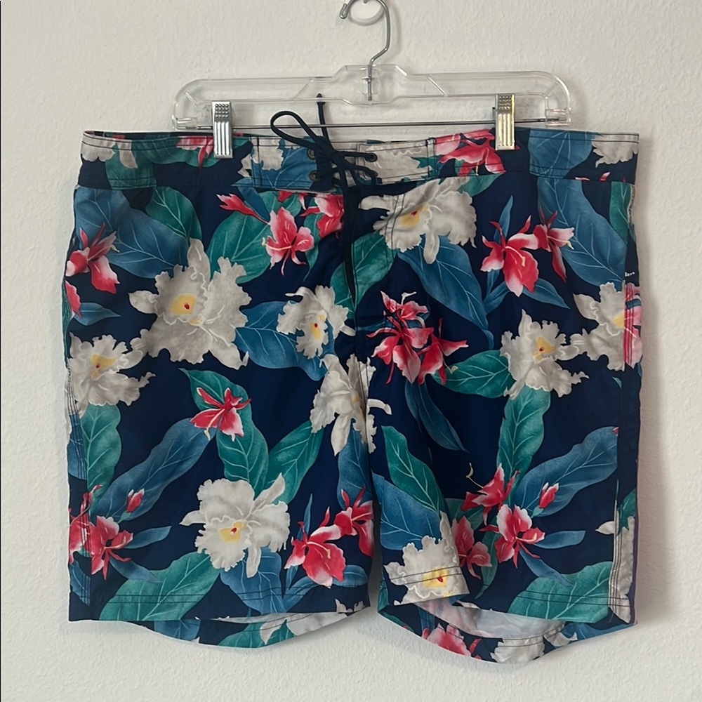 SUNDEK Blue Tropical Floral Swim Trunks